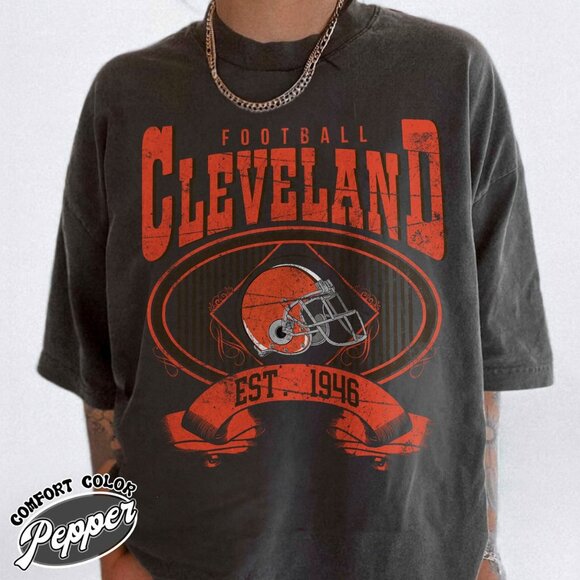 Cleveland Football Classic-Inspired Look Comfort Colors T-Shirt 159 - Picture 1 of 5